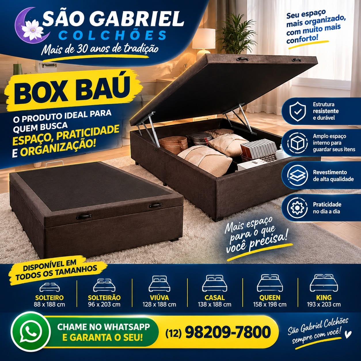 Box baú São Gabriel Colchões